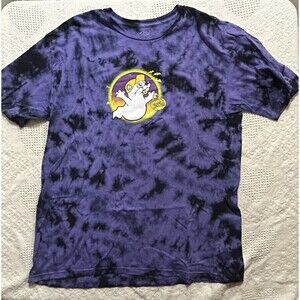 Buc-ees T-shirt Halloween 2024”Hey Boo” Sz XL Purple/Black Tie Dye Glow N Dark
